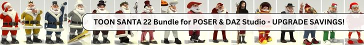 Order Toon Santa Bundle 22 Santa Claus for Poser and DAZ Studio with Upgrade Savings